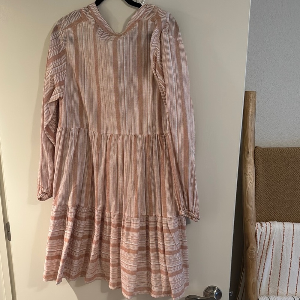 Striped orange and Cream Dress - Picture 2 of 3